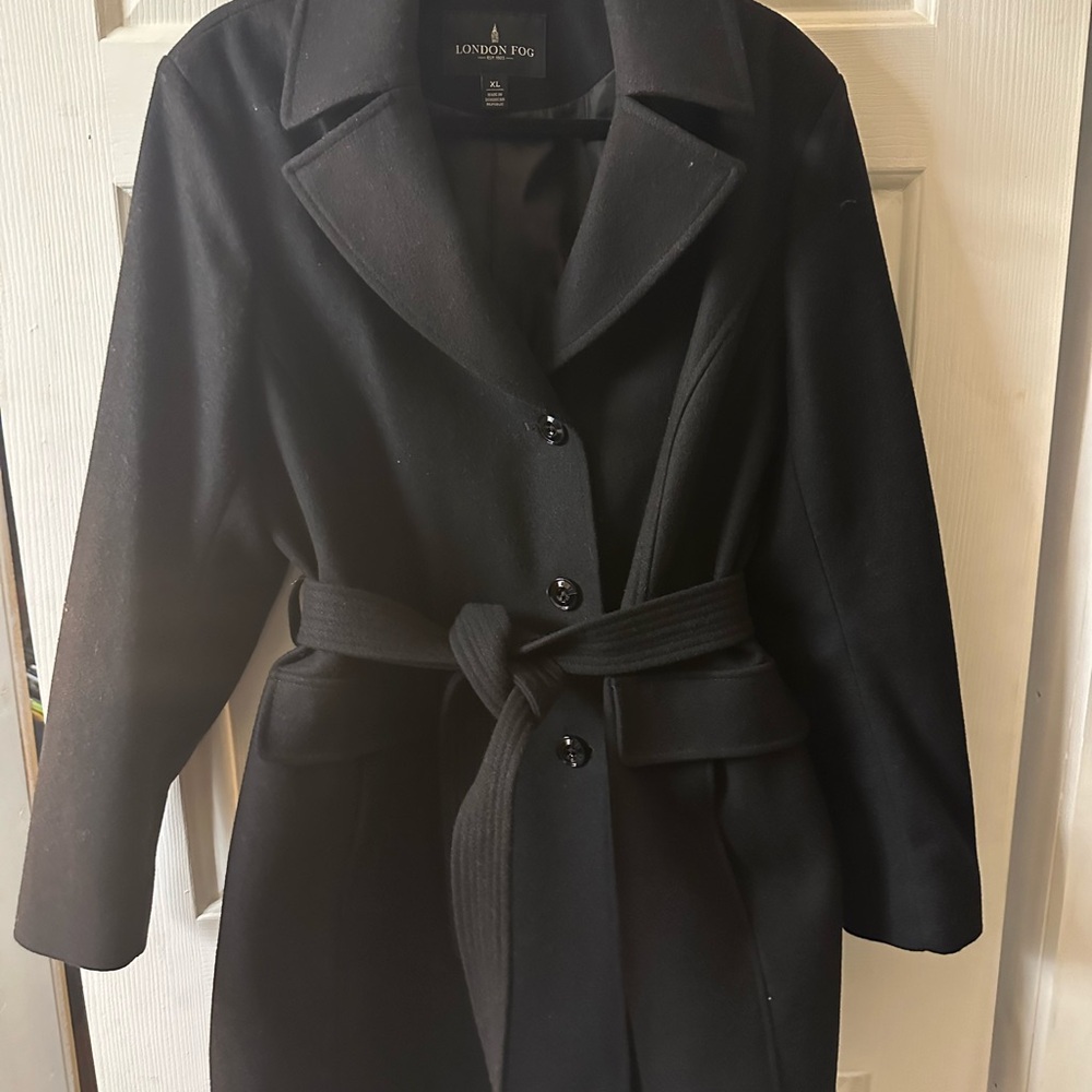 London Fog Women's Elegant Black Trench Coat